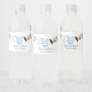 Blue Little Boo Baby Shower Water Bottle Label