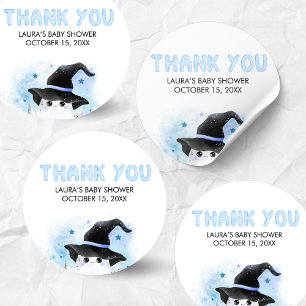 Blue Little Boo Ghost Witch Baby Shower Classic Round Sticker