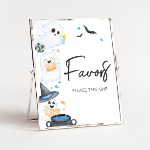 Blue Little Boo Halloween Baby Shower Favours Poster