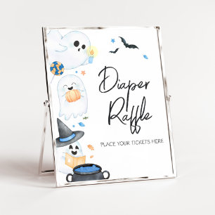 Blue Little Boo Halloween Diaper Raffle Poster