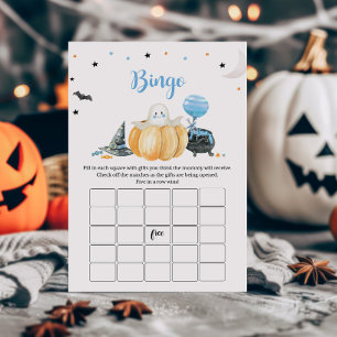 Blue Little Boo Pumpkin Baby Shower Bingo Game