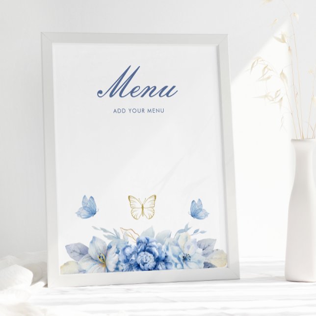 Blue Little Butterfly Boy Baby Shower Menu Poster (Creator Uploaded)