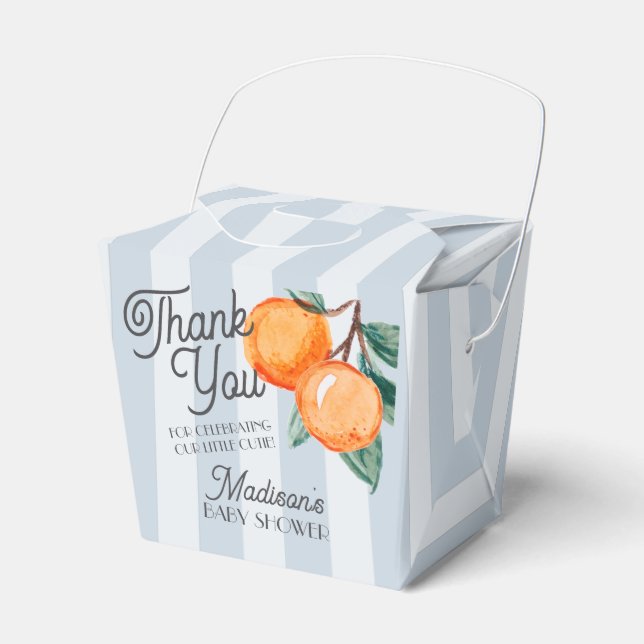 Blue Little Cutie Citrus Baby Shower Gable Favour Box (Front Side)