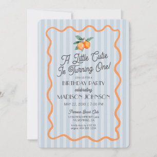 Blue Little Cutie Pastel Citrus Theme Birthday Invitation