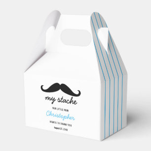 Blue Little Man Moustache Birthday Party Favour Box