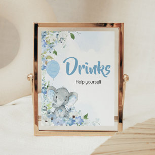 Blue Little Peanut Elephant Baby Shower Drinks Poster