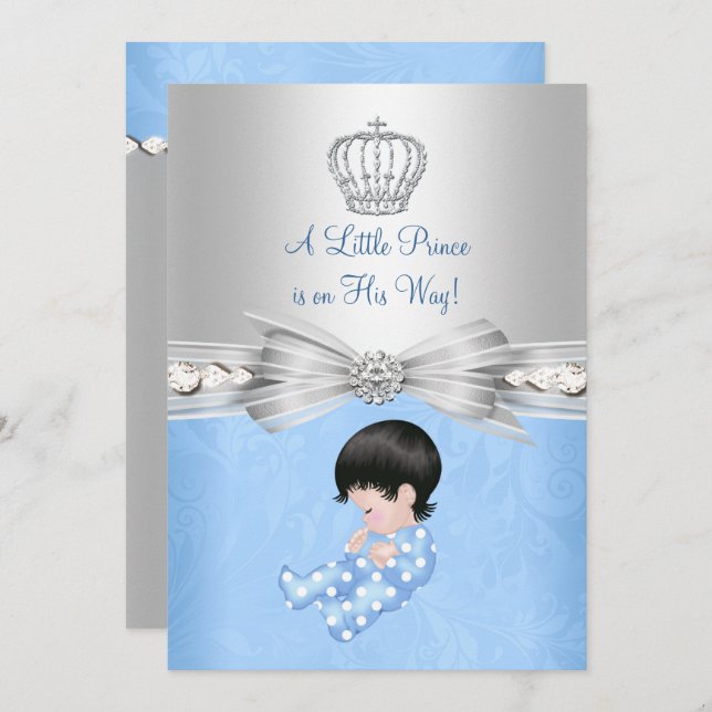 Blue Little Prince Baby Shower Invitation (Front/Back)