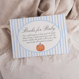 Blue Little Pumpkin Baby Shower Books for Baby Enclosure Card