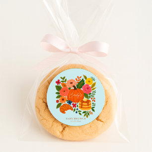 Blue Little Pumpkin Baby Shower Classic Round Sticker