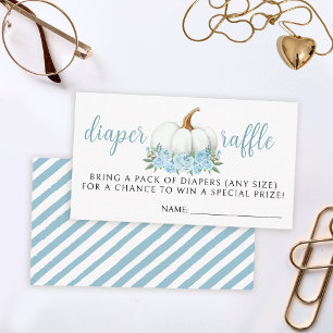 Blue little pumpkin baby shower diaper raffle card