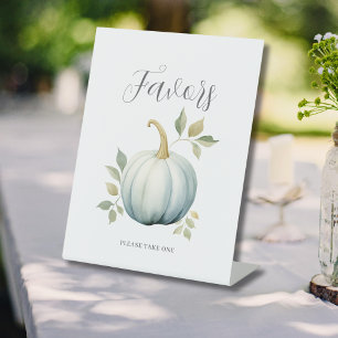 Blue Little Pumpkin Baby Shower Favor  Pedestal Sign