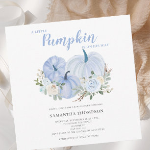 Blue Little Pumpkin Baby Shower Invitation