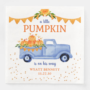 Blue Little Pumpkin Baby Shower Napkins