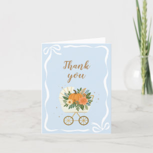 Blue Little Pumpkin Baby Shower Thank You Card