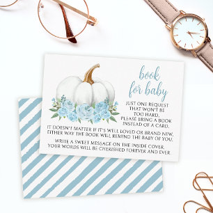 Blue little pumpkin book for baby boy shower enclosure card