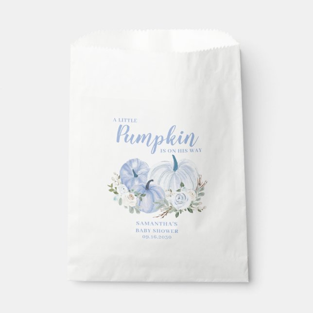 Blue Little Pumpkin Boy Baby Shower  Favour Bags (Front)