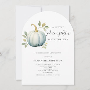 Blue Little Pumpkin Boy Baby Shower Invitation