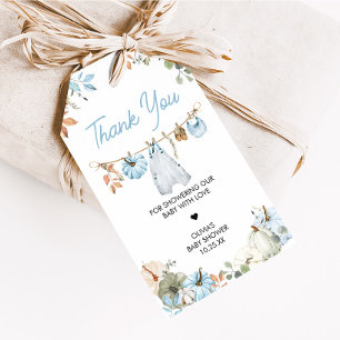 Blue Little Pumpkin Fall Autumn Baby Favour Tags