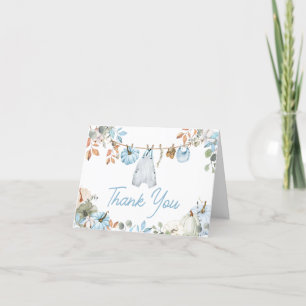 Blue Little Pumpkin Fall Autumn Baby Shower  Thank You Card