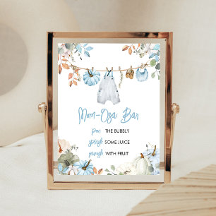 Blue Little Pumpkin Fall Autumn Mum Osa Bar Sign