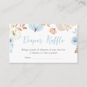 Blue Little Pumpkin Fall Baby Shower Diaper Raffle Enclosure Card