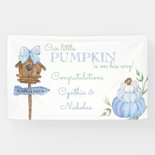 Blue Little Pumpkin Patch Boy Baby Shower Banner