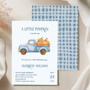 Blue little Pumpkin Truck Baby Shower minimalistic Invitation