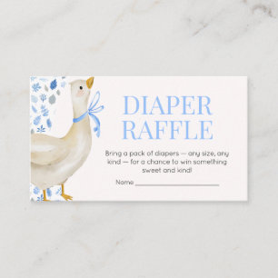 Blue Little Silly Goose Baby Shower Diaper Raffle Enclosure Card