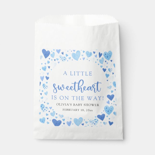Blue Little Sweetheart Valentine's Day Baby Shower Favour Bags (Front)