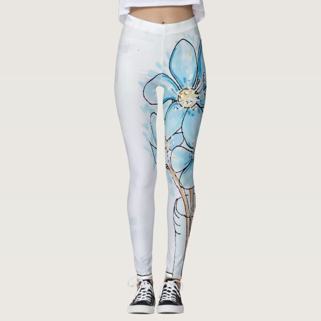 Blue Liverflower Leggings (Front)