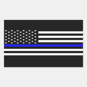 Blue Lives Matter - US Flag Police Thin Blue Line Rectangular Sticker