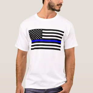 Blue Lives Matter - US Flag Police Thin Blue Line T-Shirt