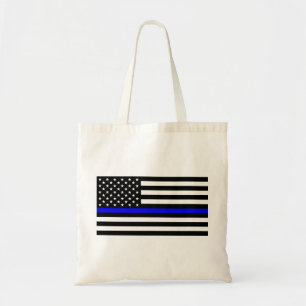 Blue Lives Matter - US Flag Police Thin Blue Line Tote Bag