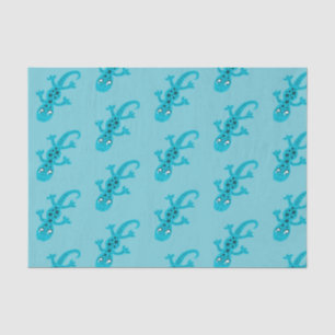 Blue Lizard Gecko on Blue Kids Cute Tissue Paper