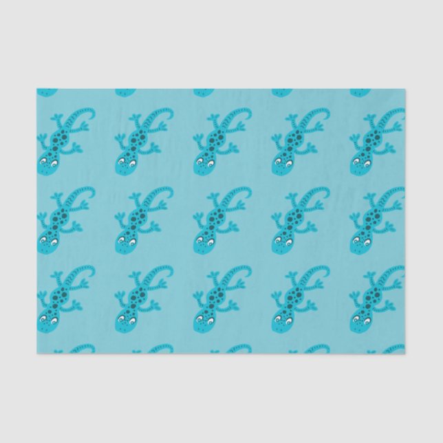 Blue Lizard Gecko on Blue Kids Tissue Paper (Front)