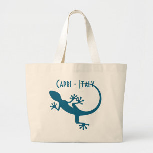 Blue lizard, geko - Faraglioni, Capri, Italy Large Tote Bag