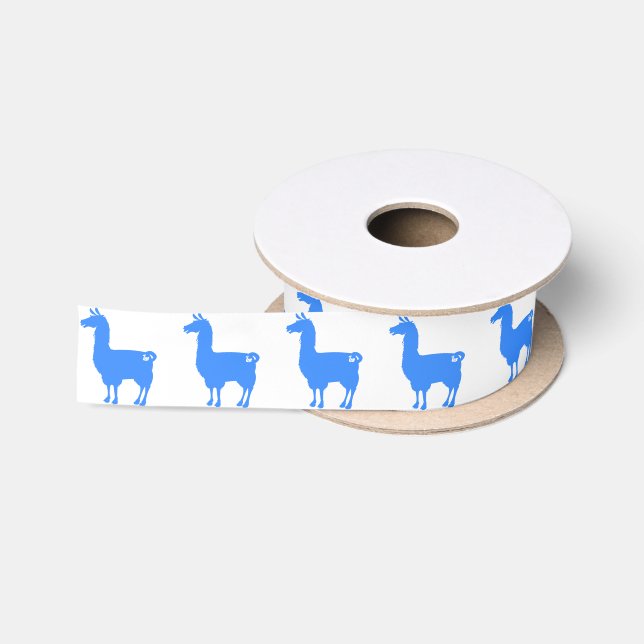 Blue Llama Ribbon Satin Ribbon (Spool)