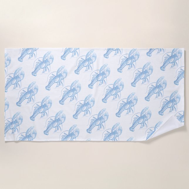 Blue Lobster Beach Towel (Front)