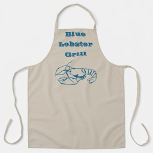 Blue Lobster Line Drawing On Sandy Beach Tan Colou Apron