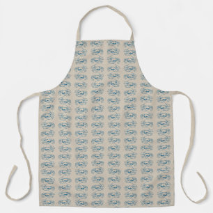 Blue Lobster Line Drawing On Sandy Beach Tan Colou Apron
