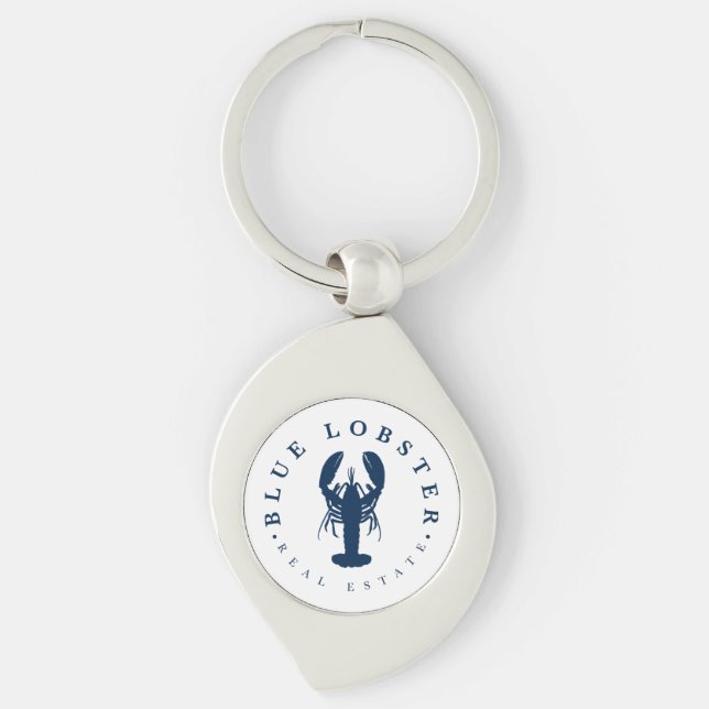 Blue Lobster Real Estate Button Key Ring (Front)