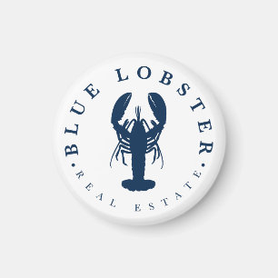 Blue Lobster Real Estate Button Magnet