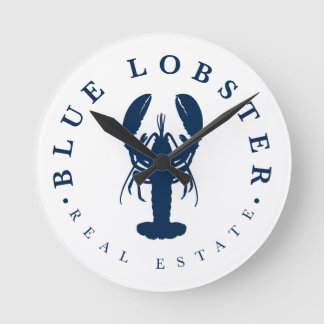 Blue Lobster Real Estate Button Round Clock
