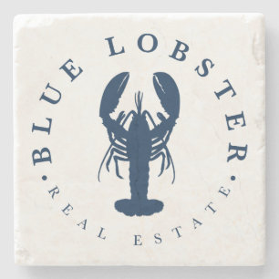 Blue Lobster Real Estate Button Stone Coaster