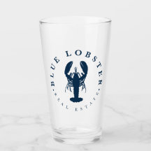 Blue Lobster Real Estate Maine Pint Glass Cup