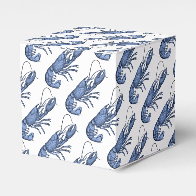 Blue Lobster Retro Vintage Image Favour Box (Front Side)
