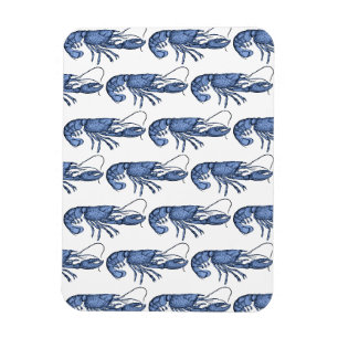 Blue Lobster Retro Vintage Image Magnet