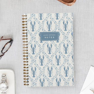 Blue Lobster Trellis Personalised Notebook