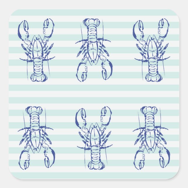 Blue Lobsters Square Sticker (Front)