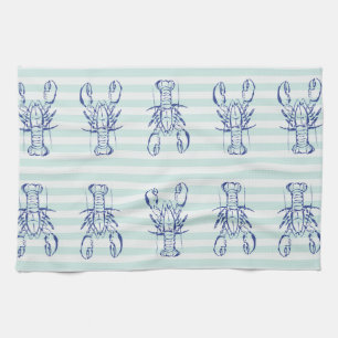 Blue Lobsters Tea Towel